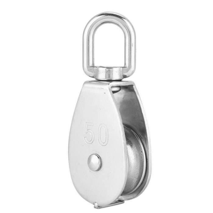 Poulie à corde pivotante unique certifiée UIAA 20 kN pour arbre fixe d' escalade - Équipement de sécurité pour arboriste - Violet