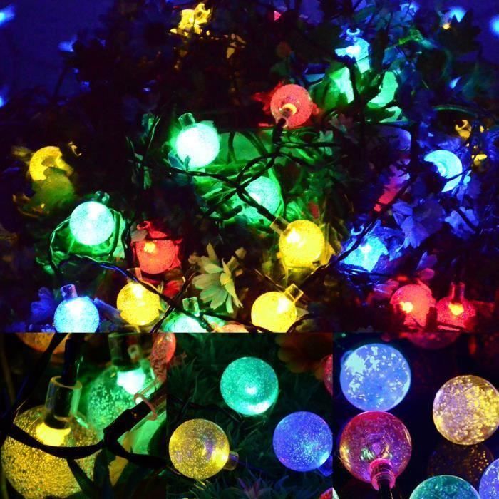 Guirlande Lumineuse Solaire Extérieure Noël 30led 5mètres Boule Rgb Multi Couleur Décoration Fête Anniversaire Mariage Waterproof