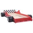 LEXLIFE Lit voiture de course Enfant en bois - 90 x 200 cm - Cadre de lit - Rouge-1