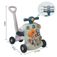 Trotteur Avec Un Tableau D'activité, Chariot De Marche Pour Bébé, Noir-Blanc, Poignée Réglable