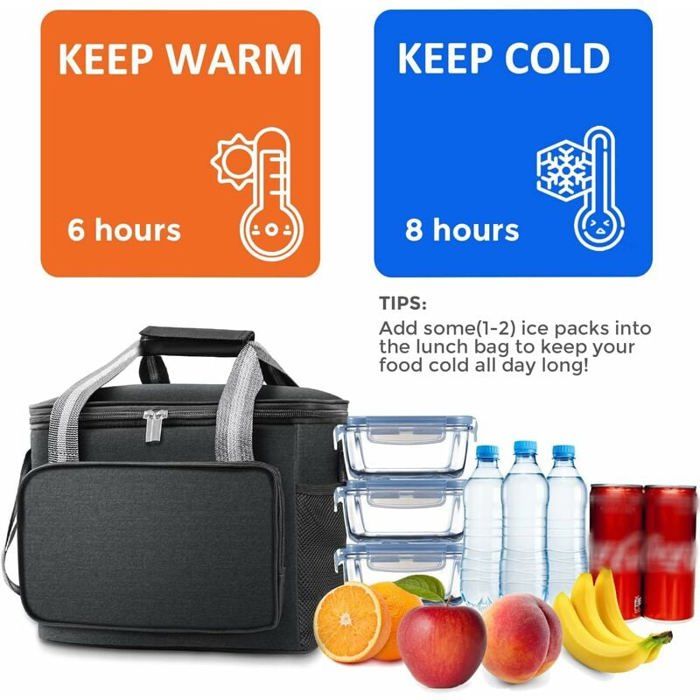 Sac à Lunch Isotherme Réutilisable Glacière pour Travail École Pique-Nique Plage Étanche Congelable Portable Sac à Lunch Isotherme Réutilisable Glacière pour Travail École Pique-Nique Plage Étanche Congelable Portable
