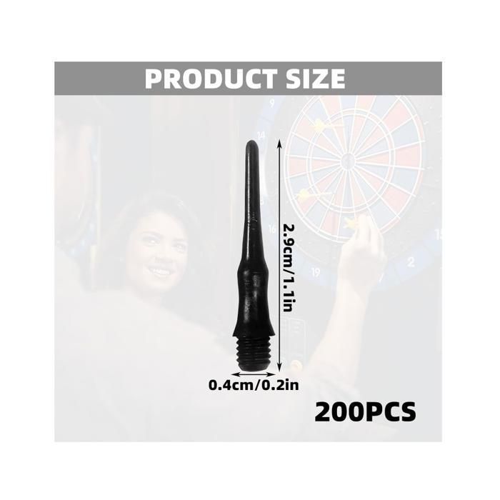Lot De 200 Pointes De Fléchettes En Plastique DONOONIS – 2BA, 2,7cm, Noir, Pour Cibles électroniques