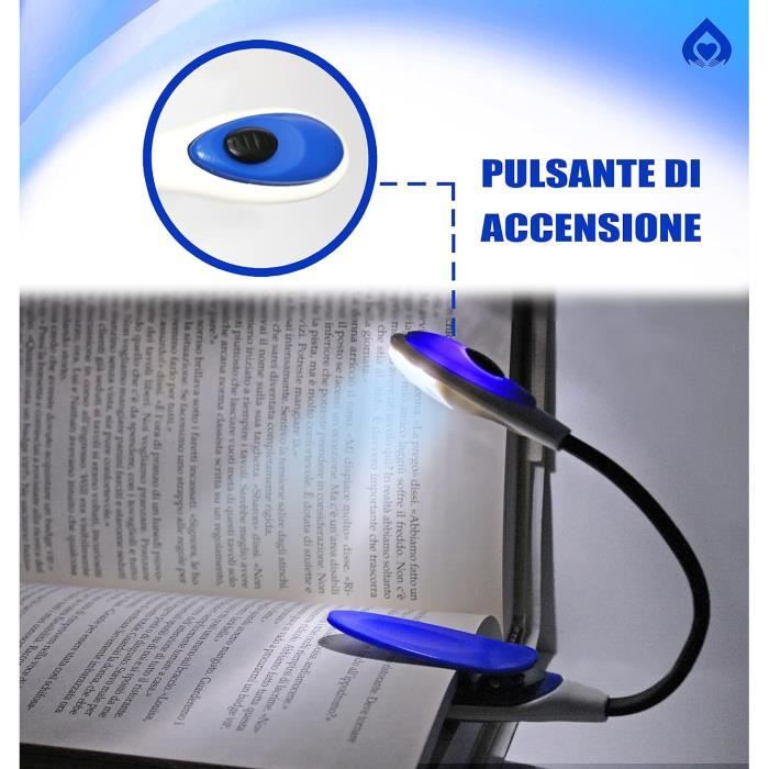 Lampe de lecture à LED avec corps flexible et pince confortable - Bleu ...