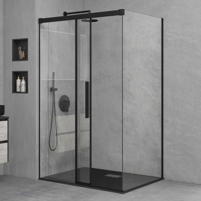 Cabine De Douche Angulaire Idralite Junior – 70x70 Cm, Verre Transparent, Ouverture Coulissante