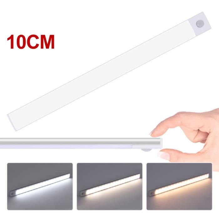 Lumic Mouvement 3.0 – Réglette LED Sans Fil 23 Cm Détecteur Mouvement USB, 3 Couleurs, Batterie Longue Durée