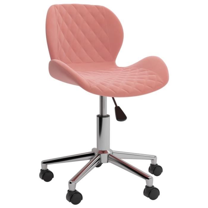 Chaise de bureau pivotante 67x62x80/100 cm en velours rose