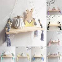 Étagère Murale Suspendue à Perles – Déco Bois élégante Avec Gland – Style Bohème Pour Salon Ou Chambre (blanc/gris Ou Rose/or)