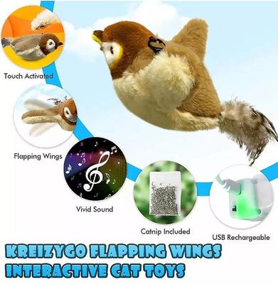 Jouet Pour Chat Oiseau Volant Nestoly - Avec Bruits Et Battements D'ailes, Capteur De Mouvement, Rechargeable