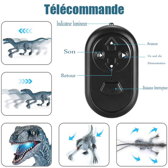 Dinosaure Télécommandé Velociraptor - Jouet RC Réaliste avec Lumières Dinosaure Télécommandé Velociraptor - Jouet RC Réaliste avec Lumières