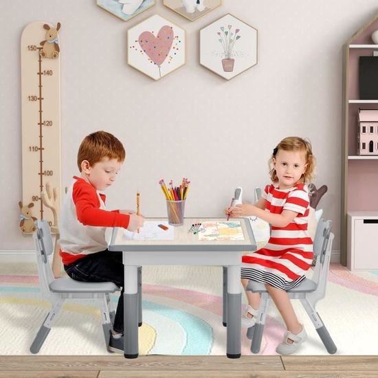 Jeux éducatifs 2 Ans Table Jeu Enfants Ansobea Avec 2 Chaises + 251 Blocs - Plateau Double Face - Rangement Intégré - Dès 2 Ans Ensemble Construction Créatif Rangement