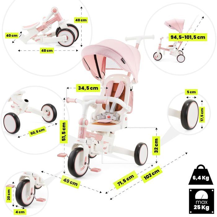 HyperMotion Tobi Velar Tricycle Évolutif avec Canne, Siège Pivotant, Pliable, rose (Tobi Velar) au meilleur prix sur HyperMotion Tobi Velar Tricycle Évolutif avec Canne, Siège Pivotant, Pliable, rose (Tobi Velar) au meilleur prix sur