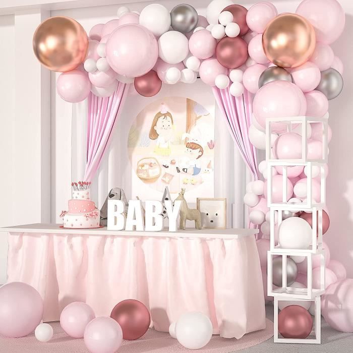 Decoration bapteme fille arche ballons anniversaire rose gold guirlande  ballon confettis rose blanc déco fete baptême mariage - Cdiscount Maison