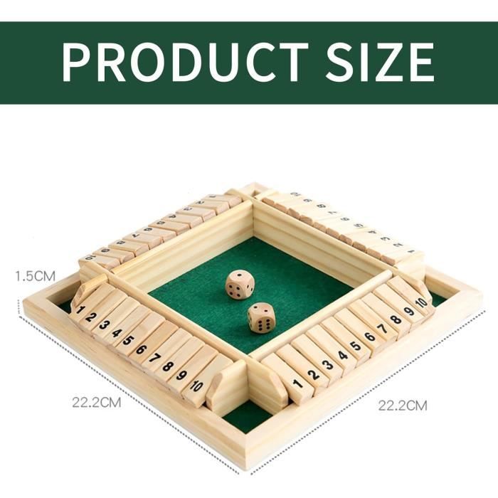Lithyc Shut The Box – Jeu De Dés En Bois Pour 1 à 4 Joueurs, Jeu De Table Éducatif Et Familial (Vert)