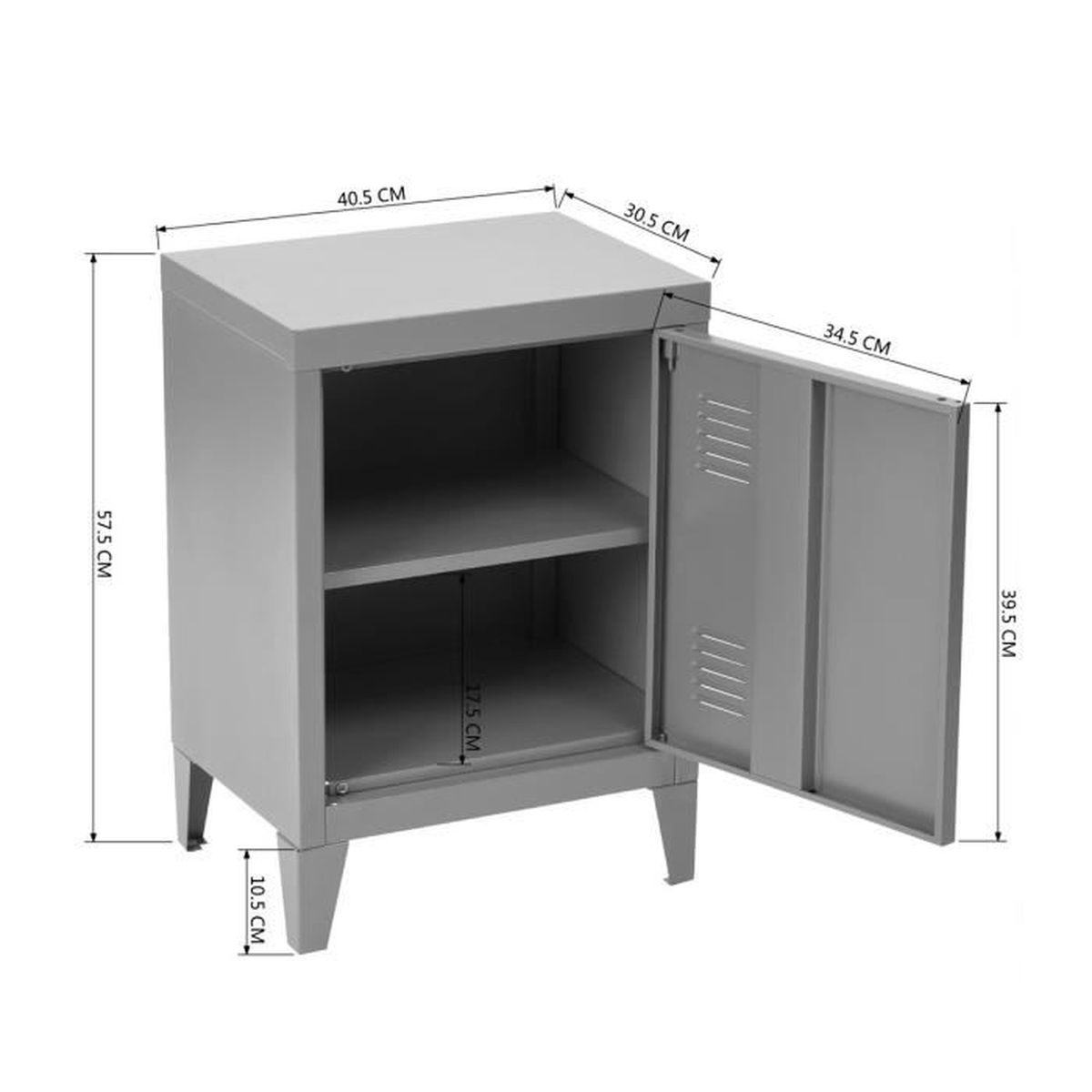 Meuble Bas Caisson Metal Casier 1 Porte Gris Achat Vente