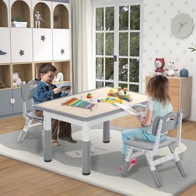 Table Et Chaises Enfants UISEBRT Avec Blocs Construction - Multifonction - 163 Pièces - Jeu
