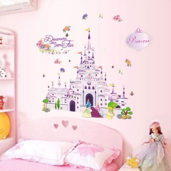 Mur Fille Chateau De Princesse Sticker Chambre Art Decoration De Vinyle Enfants Pepiniere Cdiscount Maison