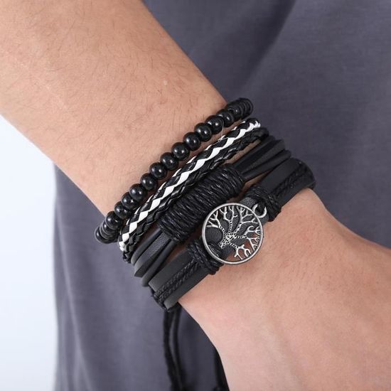 Montre Homme RELOCK - 3 Bracelets Cuir Marron - Étanche, Quartz - Style Luxe Cadeau