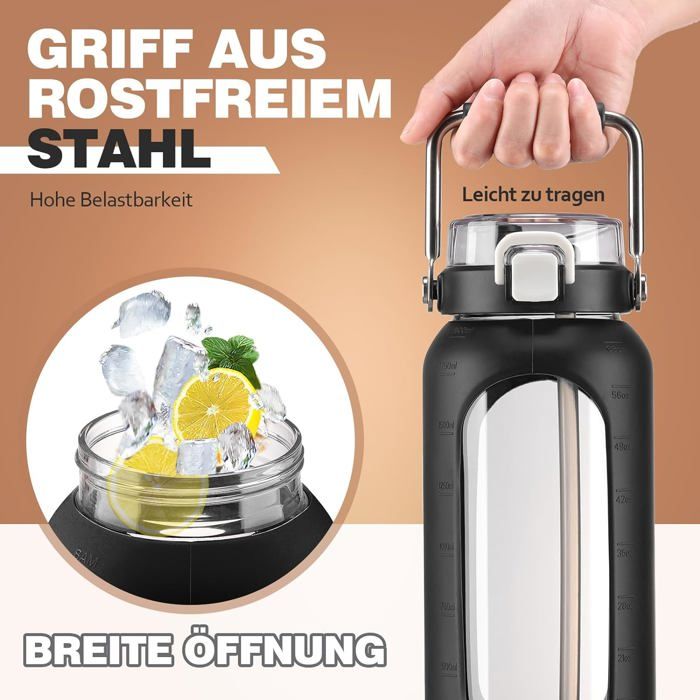 Bouteille en verre 75 cl avec manchon tissu gris foncé - Café Court