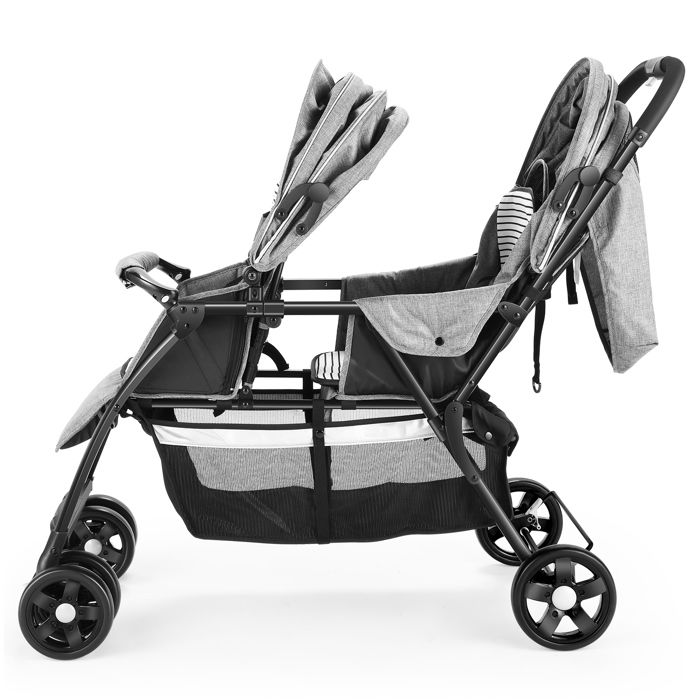 Poussette Double Pliable Jumeaux 0 3 ans 15 kg Gris Cdiscount Puericulture Eveil bebe