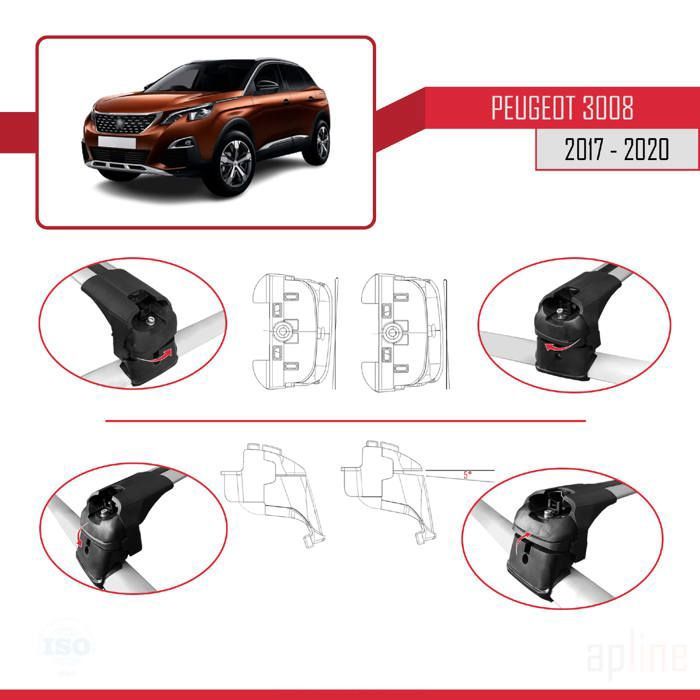 Barres De Toit Polaire Inspiration Pour Peugeot 3008 II - Acier 60kg