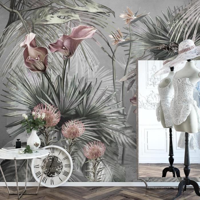 Papier Peint Intissé Mural Fleur Moderne Toison Salon Chambre À ...