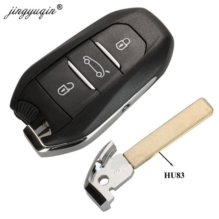 Kwmobile Coque Clé Peugeot Citroën Smartkey 3 Boutons - Cuir Véritable Marron + Porte-clés Élégant