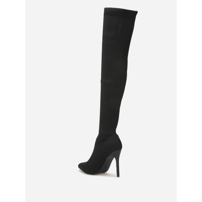 Cuissardes en maille LA MODEUSE Talon aiguille Noir