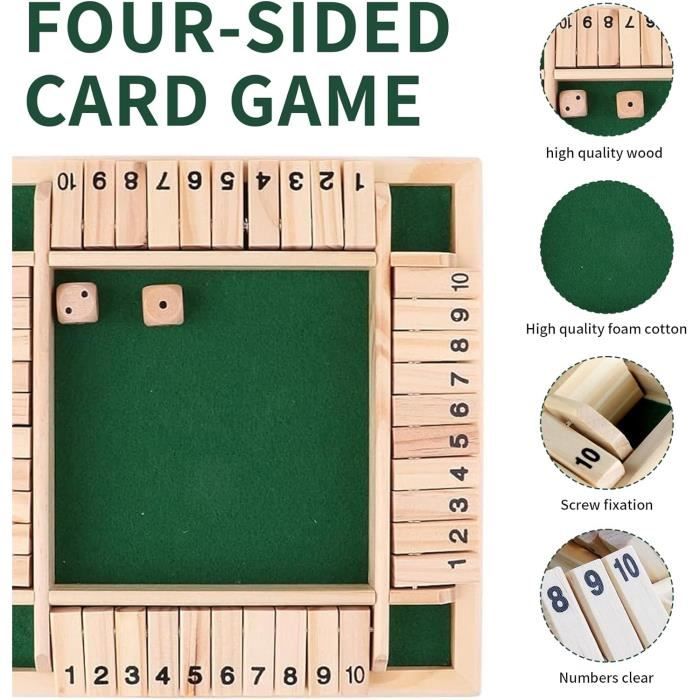 Lithyc Shut The Box Würfelspiel – DéS de Jeux Bois pour 1 à 4 Joueurs – Jeu de Table en Bois pour La Maison, La FêTe Ou Le Bar (Vert Lithyc Shut The Box Würfelspiel – DéS de Jeux Bois pour 1 à 4 Joueurs – Jeu de Table en Bois pour La Maison, La FêTe Ou Le Bar (Vert