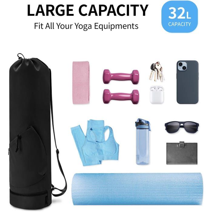 Sac De Transport Yoga : Léger, Pratique, Avec Poche Bouteille Et Compartiment Humide - Pour Homme Et Femme
