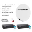 Kit Antenne Parabole Sat HD 4K Fibre SMC Blanche 85cm WORLDSAT + 2 Décodeurs Strong SRT 7407 FRANSAT + LNB Twin 4K HD + Câble 50m-0