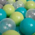 KiddyMoon 200 7Cm L'ensemble De Balles Plastique Pour Piscine Enfant Fabriqué En EU, Turquoise/Vert Clair/Gris/Transparent-0