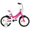Vélo pour enfants - vidaXL - 14 pouces - Noir et rose - Roues d'entraînement latérales-0
