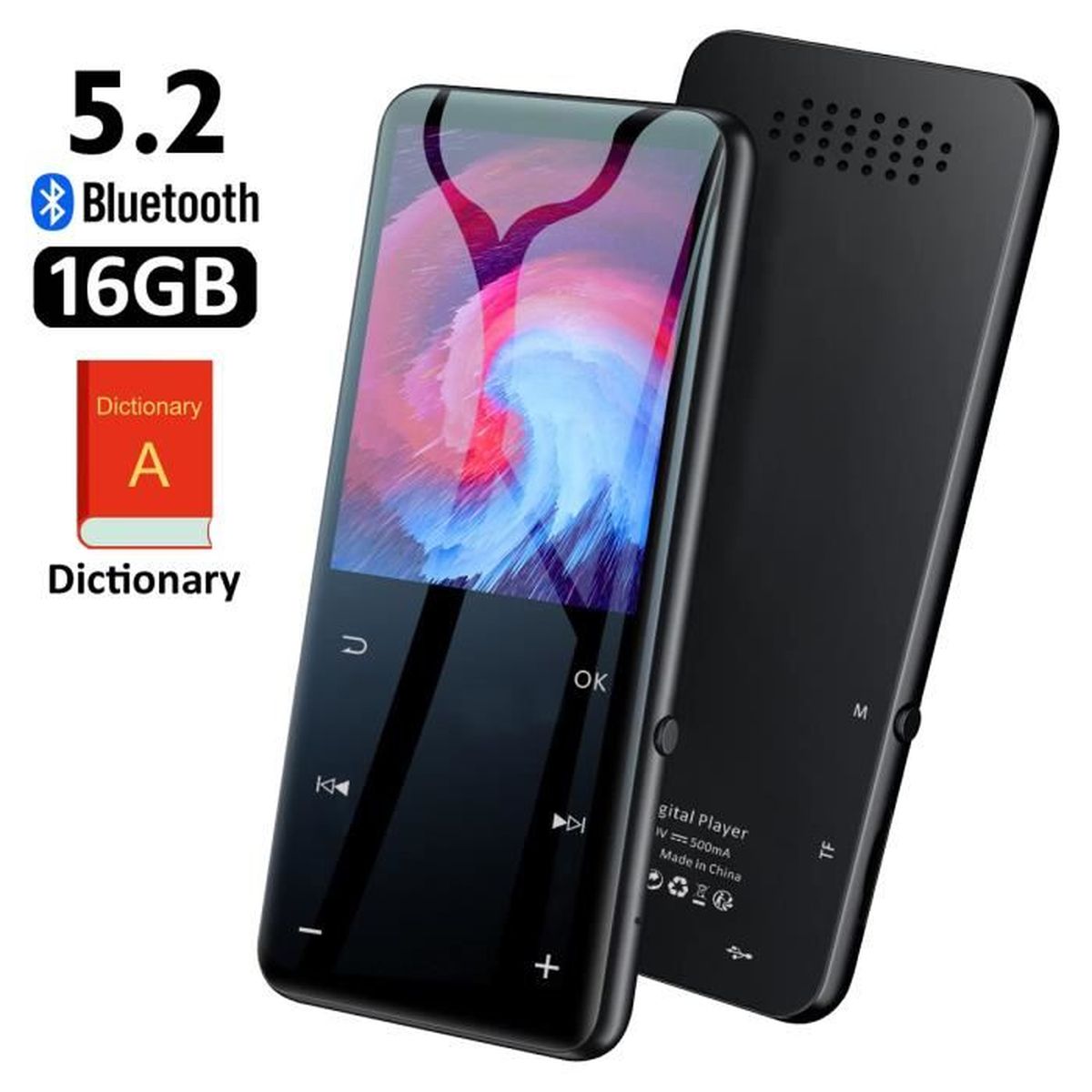 Lecteur MP3 Bluetooth 4.1 avec Grand Écran Tactile 2,5D, Hommie 16Go Lecteur MP3 Bluetooth 4.1 avec Grand Écran Tactile 2,5D, Hommie 16Go