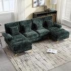 LEYTN Canapé d'angle panoramique 4 places - chenille - Canapé sectionnel en U - deux sièges inclinables- 272*136*88cm, Émeraude