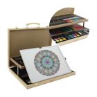 Malette Dessin/Peinture Bois 108 Pièces avec Chevalet Naturel - AKOR