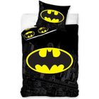 Parure de Lit Enfant Batman Logo - Housse de Couette Coton - Noir - 140 x 200 cm