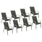 HAPPY GARDEN Chaises de jardin - MARBELLA - Lot de 8 - Textilène gris - Empilables