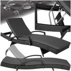 Bain de soleil - TECTAKE - Chaise longue en rotin de jardin OCEANE avec accoudoirs et dossier inclinable - Noir