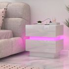VIVOLILV Table de nuit - 2 tiroirs - LED - table de chevet avec Station de Charge - Blanc - L 45 x P 35 x H 46 cm