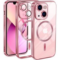 Coque MagSafe pour iPhone 15 plus avec Bords Chromés et Caméra Protégée rose