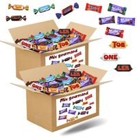 Mix gourmand - Assortiment de 2x100 mini chocolats Mars, Snickers, Bounty, Twix, Milka, Daim, Toblerone - 1,5 kgs