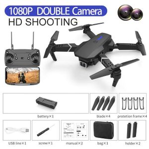 DRONE Caméra noire 1080P 2 - Drone Wifi E88 Avec Double 