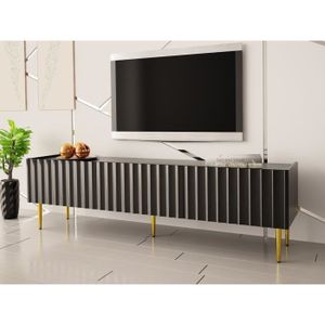MEUBLE TV Ambre - meuble TV - 180 cm - style contemporain Couleur - Noir / Doré