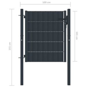 PORTAIL - PORTILLON KIMISS Portail de clôture PVC et acier 100x101 cm Anthracite-LEF