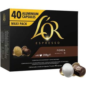 CAFÉ CAPSULE LOT DE 3 - L'OR Espresso - Café Forza Intensité 9 - Capsules de café compatibles Nespresso - Paquet de 40 capsules