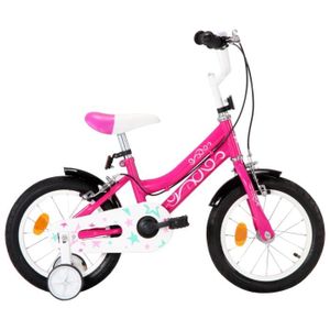 VÉLO ENFANT Vélo pour enfants - vidaXL - 14 pouces - Noir et rose - Roues d'entraînement latérales