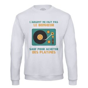 SWEATSHIRT Sweat Shirt Homme Platines Vinyle DJ - L'argent ne