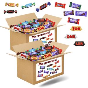 CHOCOLAT BONBON Mix gourmand - Assortiment de 2x100 mini chocolats Mars, Snickers, Bounty, Twix, Milka, Daim, Toblerone - 1,5 kgs