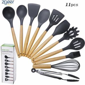 LOT USTENSILES Ustensile de cuisine Silicone manche en bois cuisi