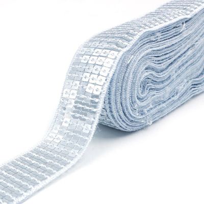 Cenpek Ruban elastique a paillettes - 18,1 m de long - Ruban en dentelle - Pour embellir une robe - 25 mm de large - Argente